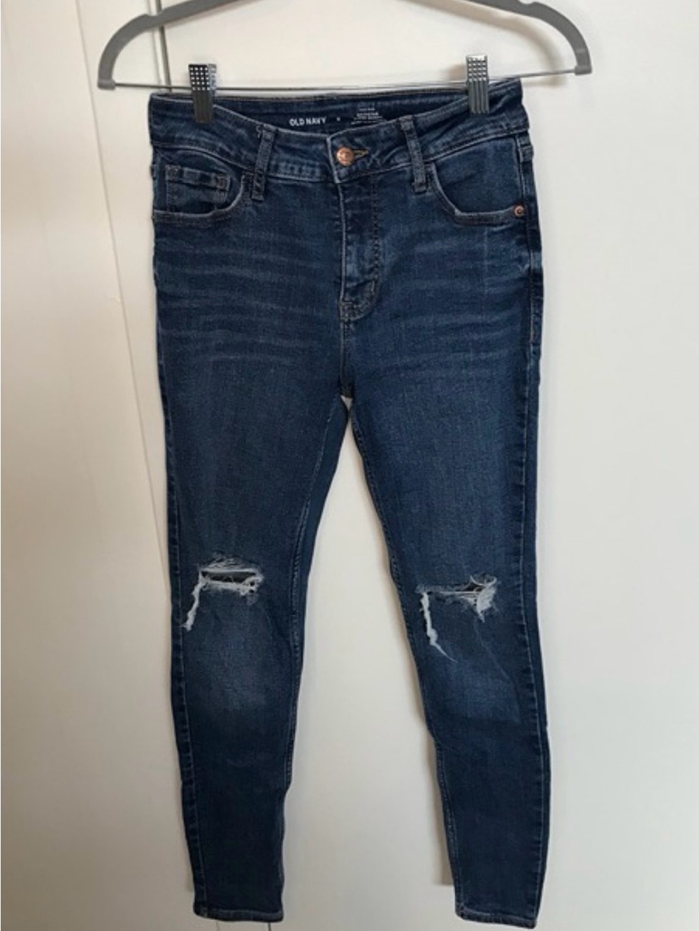 Old Navy Dark Wash Ripped Skinny Jeans